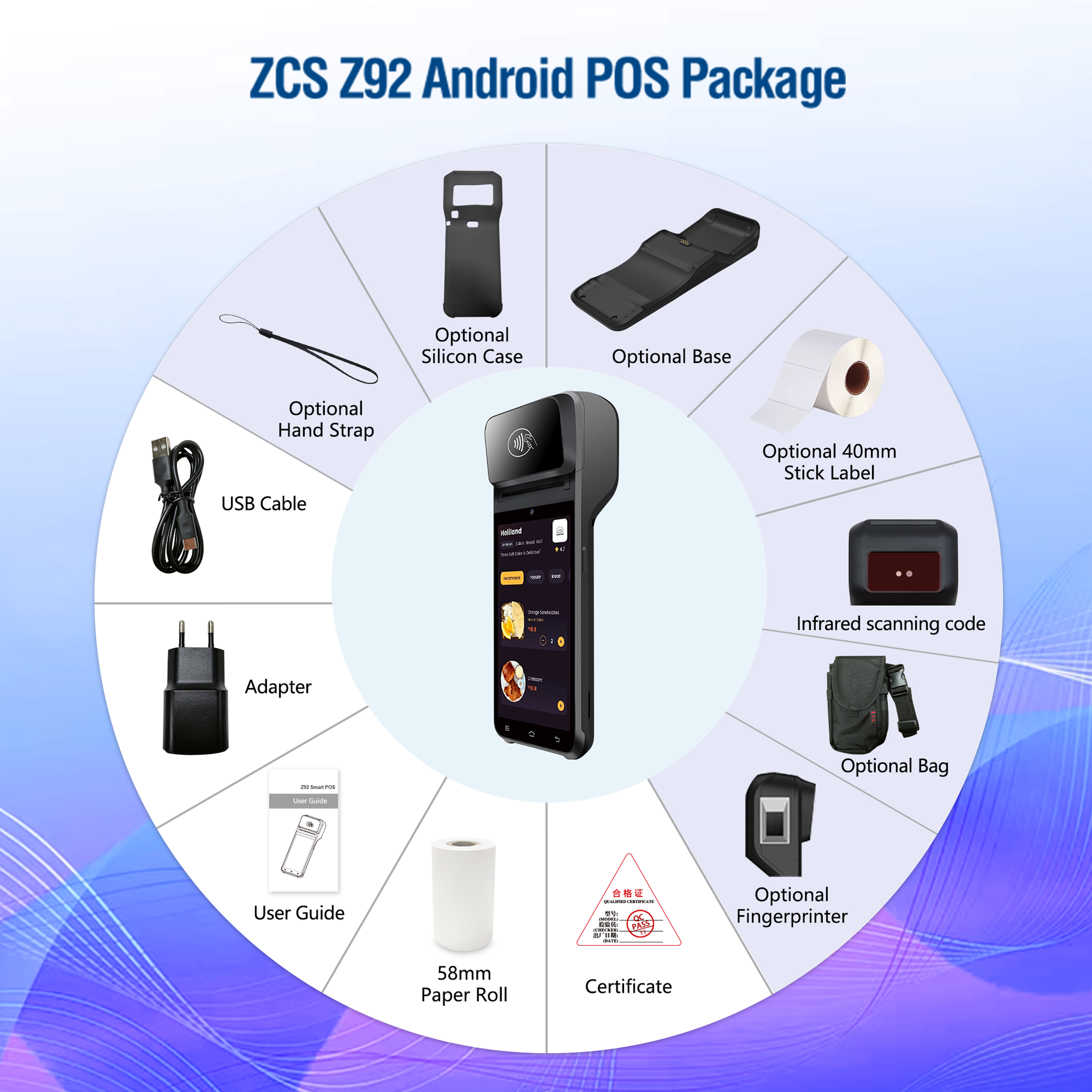 Z92 Android Smart POS Handheld Terminal with NFC Reader